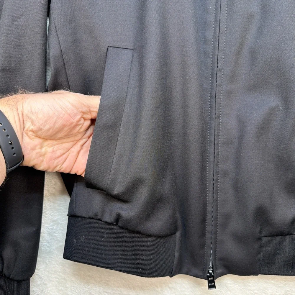 BOSS Hugo Boss Super 120 Italian‎ Wool Bomber Jacket Luxury Black Men's 40R